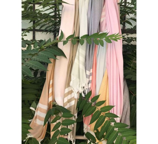 Παρεό Πασμίνα Από Bamboo Sirin 85x180cm Παρεό (85x180cm) Γκρι