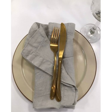 Λινή Πετροπλυμένη Πετσέτα Φαγητού με Αζούρ Porto σε 3 Αποχρώσεις 50x50cm 50x50cm Γκρι απαλό