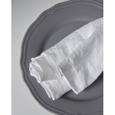 Λινή Πετροπλυμένη Πετσέτα Φαγητού με Φεστόνι Porto σε 3 Αποχρώσεις 50x50cm 50x50cm Άσπρο