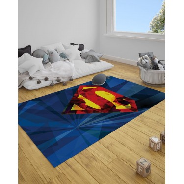 Παιδικό Χαλί Superman Logo Warner Bros σε 2 Διαστάσεις 130x180cm Μπλε