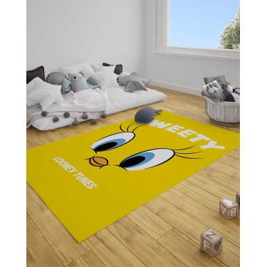 Παιδικό Χαλί Tweety Des.1 Warner Bros σε 2 Διαστάσεις 55x85cm Κίτρινο