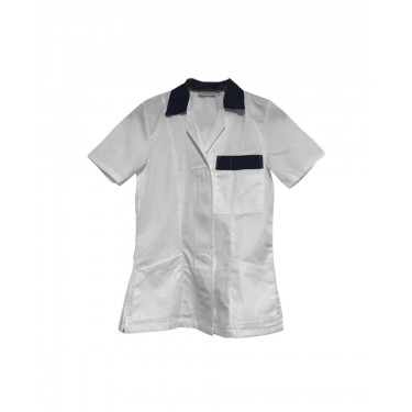 Γυναικεία Λευκή Ιατρική Μπλούζα με Κοντό Μανίκι & Κουμπιά Scrub Medium Άσπρο