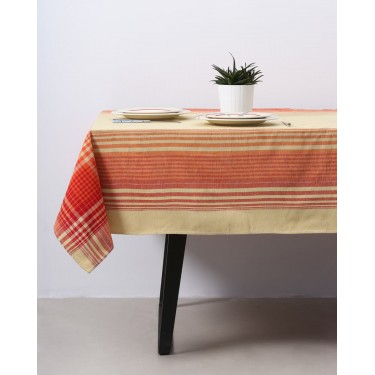 Τραπεζομάντηλο Touch με γραμμικό σχέδιο 2 ατόμων (85X85cm ) Εκρού