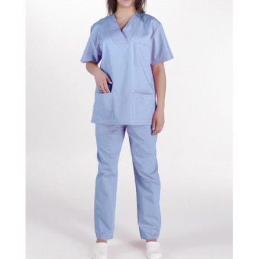 Unisex Ιατρικό Κοστούμι με Κοντό Μανίκι Scrub σε 7 Αποχρώσεις Large Σιέλ