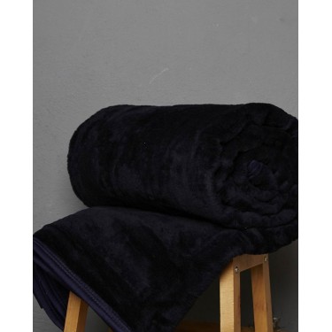 Μονόχρωμη Μονή Κουβέρτα Vermio 160x220cm Μονή (160x220cm) Μπλε Σκούρο