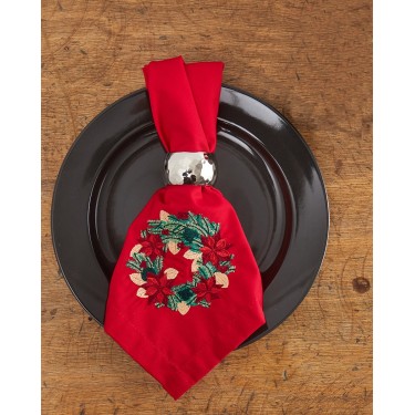 Κόκκινη Πετσέτα Φαγητού Κέντημα Στεφανάκι Yohana 48x48cm 48x48cm Κόκκινο