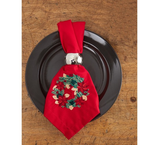 Κόκκινη Πετσέτα Φαγητού Κέντημα Στεφανάκι Yohana 48x48cm 48x48cm Κόκκινο