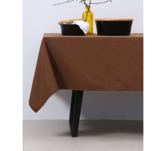 Μονόχρωμο τραπεζομάντηλο Alice  6 ατόμων (140x180cm) Καφέ