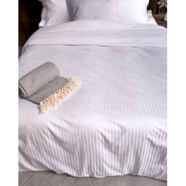 Παπλωματοθήκη Redon με σατινόριγο σχέδιο Μονή (160x240cm) Άσπρο