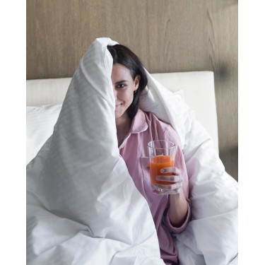 Παπλωματοθήκη Redon με σατινόριγο σχέδιο Μονή (160x240cm) Άσπρο