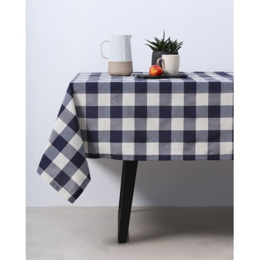 Τραπεζομάντηλο Cabanna με μεγάλο καρώ σχέδιο 4 ατόμων (135x135cm) Μπλε