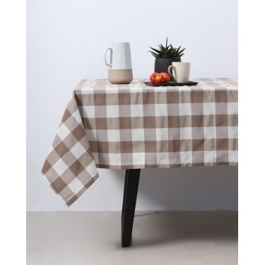 Τραπεζομάντηλο Cabanna με μεγάλο καρώ σχέδιο 4 ατόμων (135x135cm) Μπεζ