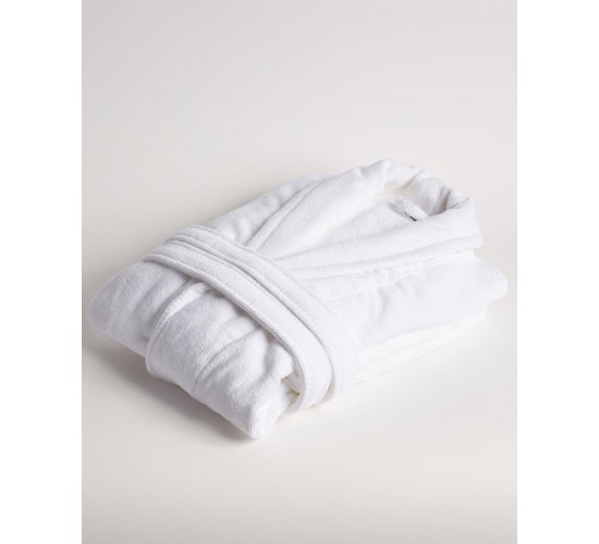 Βαμβακερό Λευκό Βελουτέ Μπουρνούζι Πετσετέ Εσωτερικά Doble Small Άσπρο