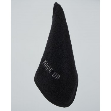 Βαμβακερή Αντιχλωριακή Μαύρη Πετσέτα με Ανθρακί Κέντημα Make Up Joker 500gsm 30x50cm 30x50cm Μαύρο