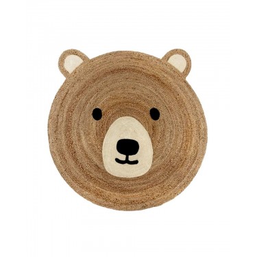 Ψάθα Πλεκτό Οικολογικό Στρογγυλό Παδικό Χαλί Γιούτας Σχέδιο Αρκουδάκι Paha 60cm Διάμετρος 60cm Μπεζ