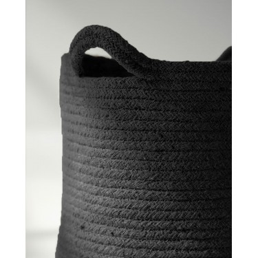 Μονόχρωμο Καλάθι Πλεκτό με Χερούλια Eloni Μικρό Μαύρο