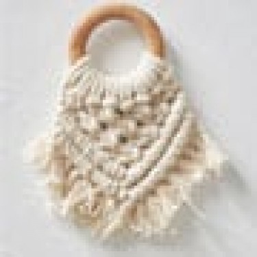 Ξύλινο Δαχτυλίδι Πετσέτας Φαγητού Κρίκος με Μακραμέ Aria One Size (10x10x6cm) Natural