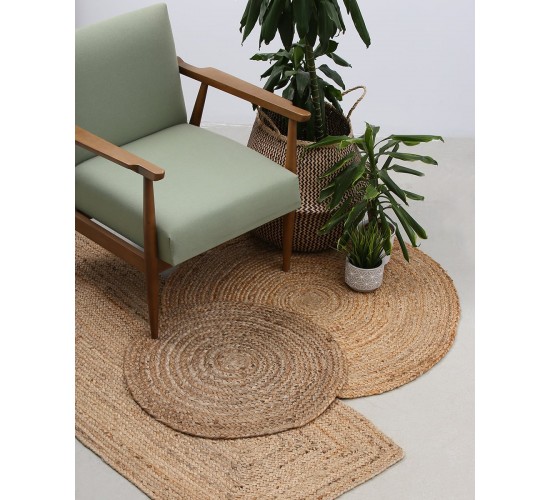 Πλεκτό χαλάκι Trecase Διάμετρος 180cm Μπεζ