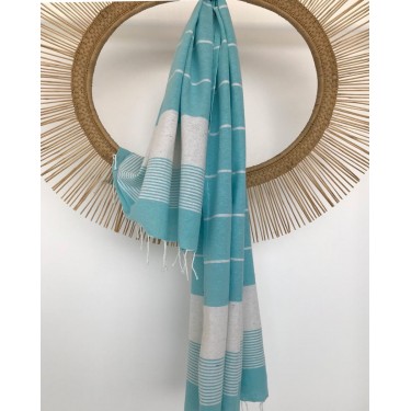 Ριγέ Πετσέτα Παρεό με Κρόσσι Alana σε 4 Αποχρώσεις 90x180cm Παρεό | 90x180cm Τιρκουάζ