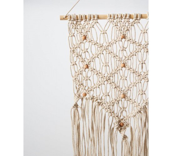 Boho Διακοσμητικό Τοίχου Macrame 3 Πλεξούδες Anusha 40x70cm 40x70cm Εκρού