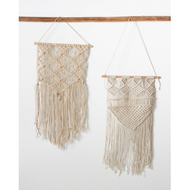 Boho Διακοσμητικό Τοίχου Macrame 3 Πλεξούδες Anusha 40x70cm 40x70cm Εκρού