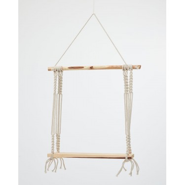 Boho Διακοσμητικό Ξύλινο Κρεμαστό Ράφι Τοίχου με Μακραμέ Jade 43x55x40cm Natural