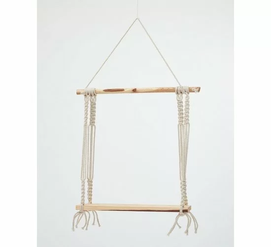 Boho Διακοσμητικό Ξύλινο Κρεμαστό Ράφι Τοίχου με Μακραμέ Jade 43x55x40cm Natural Boho Διακοσμητικό Ξύλινο Κρεμαστό Ράφι Τοίχου με Μακραμέ Jade 43x55x40cm Natural