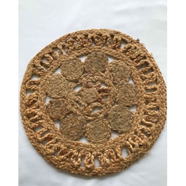 Ψάθα Πλεκτό Στρογγυλό Σουπλά από Γιούτα Shiloh Φ35cm Διάμετρος 35cm Μπεζ