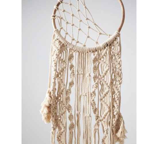 Boho Διακοσμητικό Τοίχου Macrame με Κρόσσια Levu 30x60cm Σοκολά