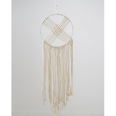 Boho Διακοσμητικό Τοίχου Macrame Ονειροπαγίδα με Κρόσσια Orion 30x60cm Natural