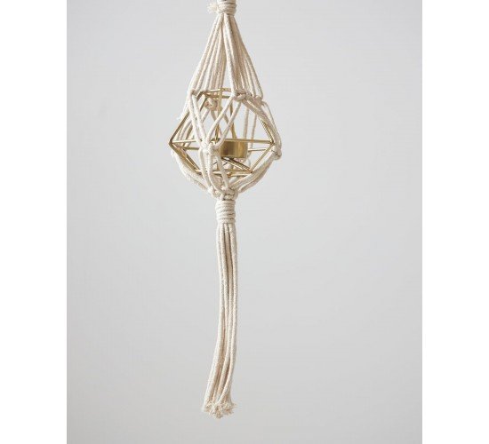 Boho Βαμβακερό Χειροποίητο Macrame Για Γλάστρα Elm 99cm Μπεζ