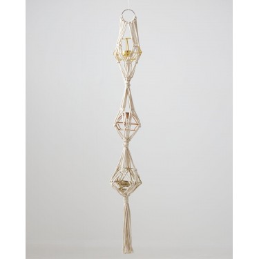 Boho Βαμβακερό Χειροποίητο Macrame Για Γλάστρα Elm 99cm Μπεζ