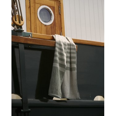 Βαμβακερή Ριγέ Ζακάρ Πετσέτα Πισίνας Emobi 86x170cm Θαλάσσης | 86x170cm Χακί