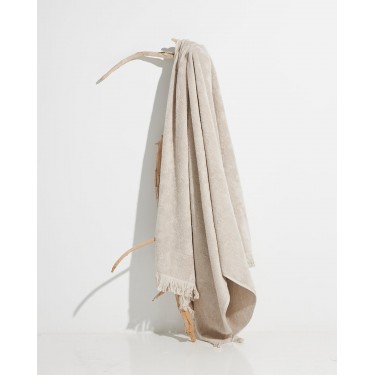 Βαμβακερή Μονόχρωμη Πετσέτα Πισίνας με Κρόσσι Plage 90x170cm Θαλάσσης | 90x170cm Μπεζ