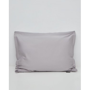 Βαμβακοσατέν Μονόχρωμο Oxford Ζεύγος Μαξιλαροθήκες Seti 52x92 3cm Γκρι απαλό