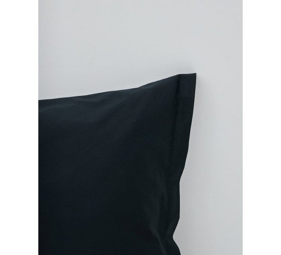 Βαμβακοσατέν Μονόχρωμο Oxford Ζεύγος Μαξιλαροθήκες Seti 52x92 3cm Μαύρο
