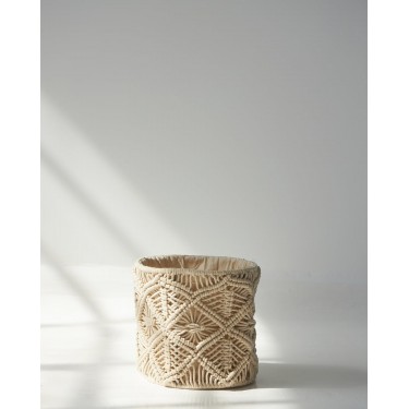 Διακοσμητικό Boho Macrame Καλάθι Luna 2 Μεγέθη Μικρό Μπεζ