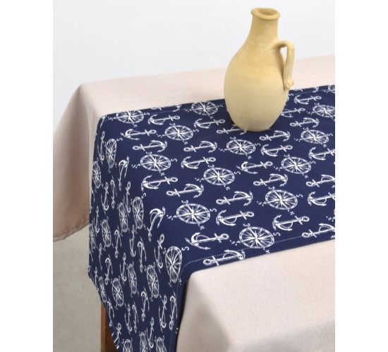 Τραβέρσα με Πυξίδες και Άγκυρες Angira 45x180cm Τραβέρσα (45x180cm) Μπλε Σκούρο