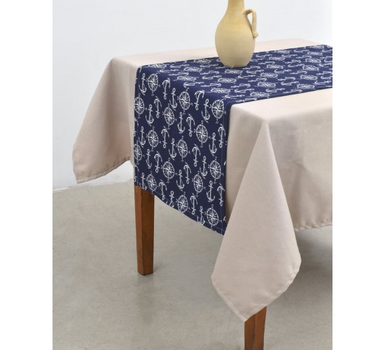 Τραβέρσα με Πυξίδες και Άγκυρες Angira 45x180cm Τραβέρσα (45x180cm) Μπλε Σκούρο