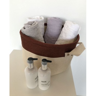 Boho Οικολογικό Λευκό Καλάθι με Σοκολά Φάσα Flynn 3 Μεγέθη Μεγάλο Άσπρο