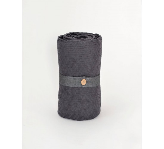 3D Βαμβακερή Πετροπλυμένη Ζακάρ Βρεφική Κουβέρτα με Σχέδιο Aztec Tourmali σε 2 Αποχρώσεις Λίκνου | 87x134cm Ανθρακί