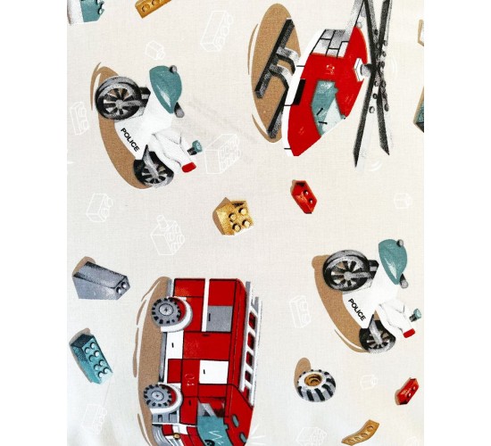 Βαμβακερή Παιδική Εμπριμέ Μαξιλαροθήκη Fire Police Dptm 50x70cm 50x70cm