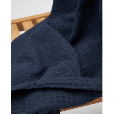 3D Καλοκαιρινή Βαμβακερή Πικέ Κουβέρτα Ριχτάρι Pereira σε 8 Αποχρώσεις Μονή (170x260cm) Μπλε Navy