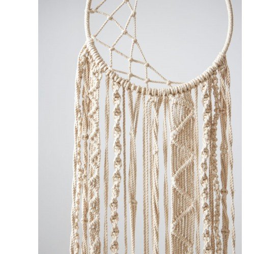 Boho Διακοσμητικό Τοίχου Macrame Ονειροπαγίδα με Κρόσσια Hazel 30x60cm Natural