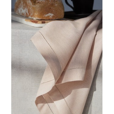 Μονόχρωμη Cottonlinen Πετσέτα Φαγητού με Αζούρ Faro 53x53 53x53cm Πούδρα