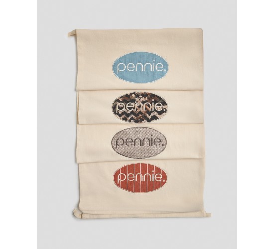 Βαμβακερός Σάκος Απλύτων με Εκάι Κέντημα Pennie & Κορδόνι Labada 37x43cm