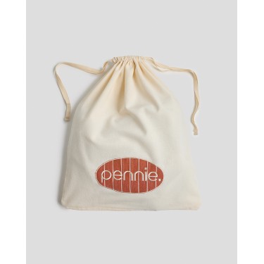 Βαμβακερός Σάκος Απλύτων με Εκάι Κέντημα Pennie & Κορδόνι Labada 37x43cm