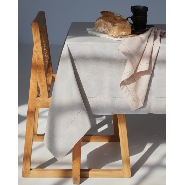 Μονόχρωμο Τραπεζομάντηλο με Αζούρ & Γαλλική Γωνία Amadora 16 ατόμων (150x350cm) Γκρι