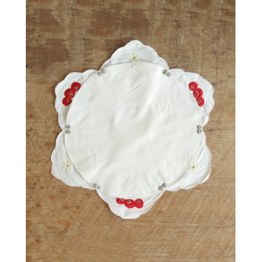 Βαμβακερό Κάλυμμα Ψωμιέρας με Σχέδιο Φρούτα & Λουλούδια One Size Εκρού