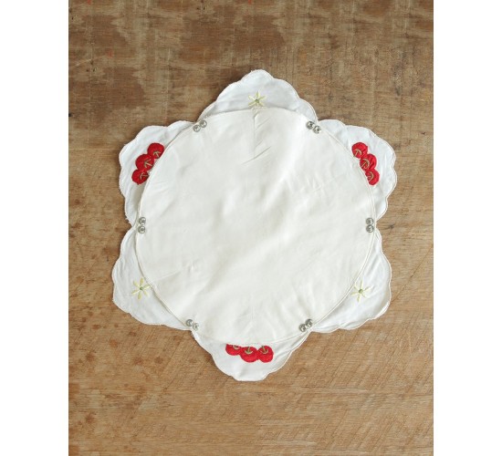 Βαμβακερό Κάλυμμα Ψωμιέρας με Σχέδιο Φρούτα & Λουλούδια One Size Εκρού